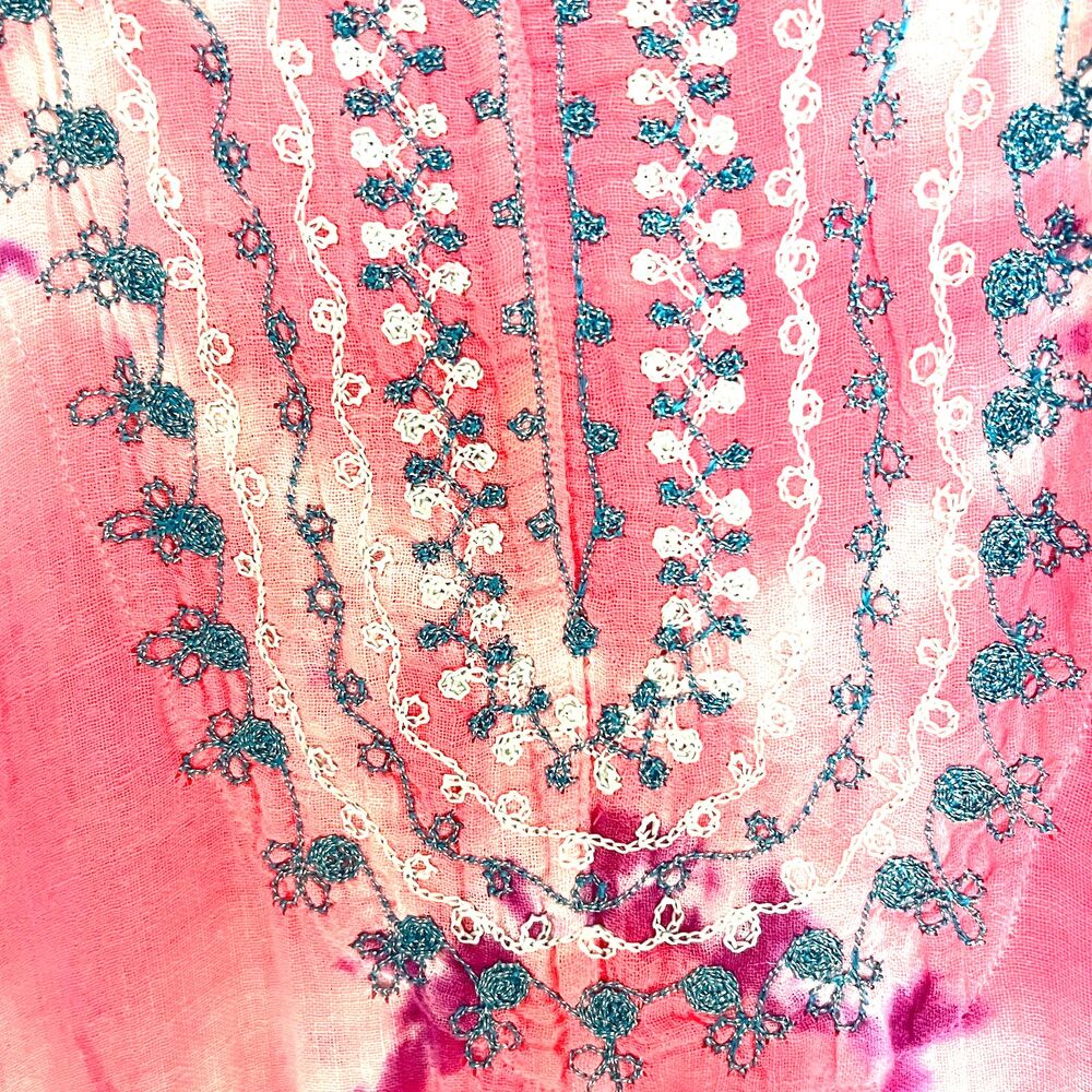 Vintage Calypso St. Barth Maxi Dress M Tie Dye Angel Sleeve Boho Kaftan NWT - Picture 3 of 9